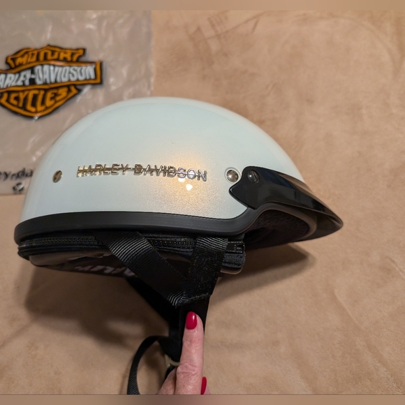 Harley-Davidson White Motorcycle Half Helmet with Black Trim main image 10